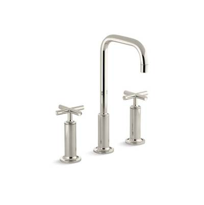 Kohler 14408-3-SN- Purist® Widespread bathroom sink faucet with high cross handles and high gooseneck spout | FaucetExpress.ca