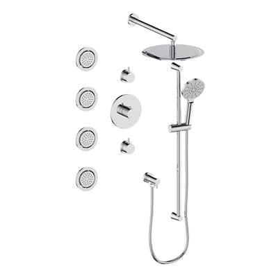 Vogt SET.WL.142.930.CC- Thermostatic Shower System with In-Wall Body Jets 3/4' Chrome