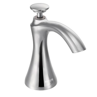 Moen S3946C- Transitional Deck Mounted Kitchen Soap Dispenser with Above the Sink Refillable Bottle, Chrome