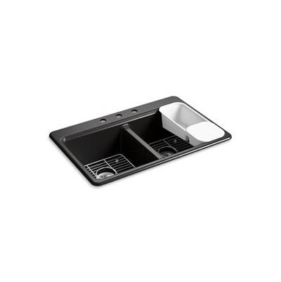 Kohler 8679-3A2-7- Riverby® 33'' x 22'' x 9-5/8'' top-mount double-equal kitchen sink with accessories and 3 faucet holes | FaucetExpress.ca