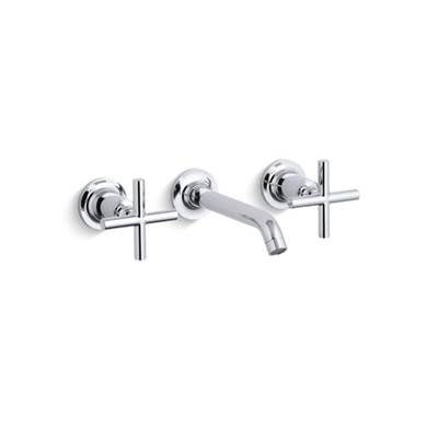 Kohler T14413-3-CP- Purist® Widespread wall-mount bathroom sink faucet trim with 6-1/4'' spout and cross handles, requires valve | FaucetExpress.ca