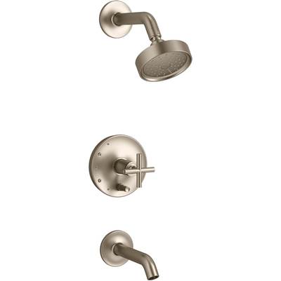 Kohler T14420-3G-BV- Purist® Rite-Temp® bath and shower trim with cross handle and 1.75 gpm showerhead | FaucetExpress.ca