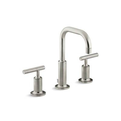 Kohler 14406-4-BN- Purist® Widespread bathroom sink faucet with low lever handles and low gooseneck spout | FaucetExpress.ca