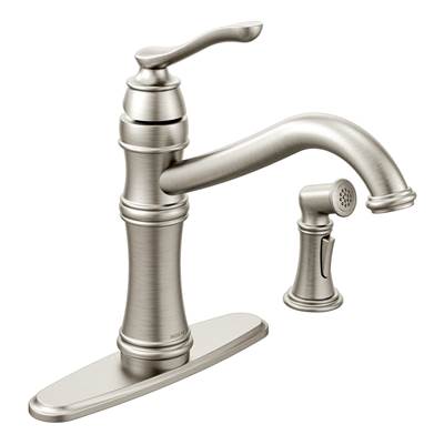 Moen 7245SRS- Belfield Single-Handle Standard Kitchen Faucet with Side Sprayer in Spot Resist Stainless