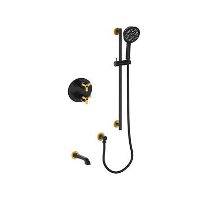 Vogt SET.Z3.220.500.GB- 2-Way Thermostatic Set - Handheld and Spout Matte Gold Matte Black