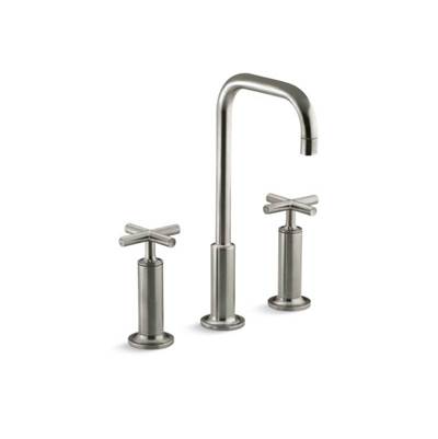 Kohler 14408-3-BN- Purist® Widespread bathroom sink faucet with high cross handles and high gooseneck spout | FaucetExpress.ca