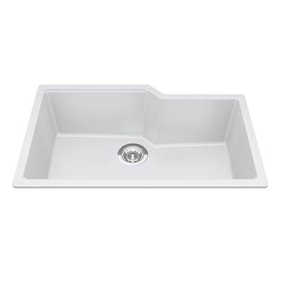 Kindred MGS2031U-9PWT- Granite Series 30.69-in LR x 19.69-in FB Undermount Single Bowl Granite Kitchen Sink in Polar White