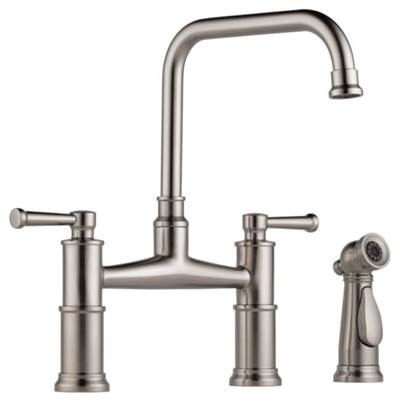 Brizo 62525LF-SS- Two Handle Bridge Kitchen Faucet With Spray | FaucetExpress.ca