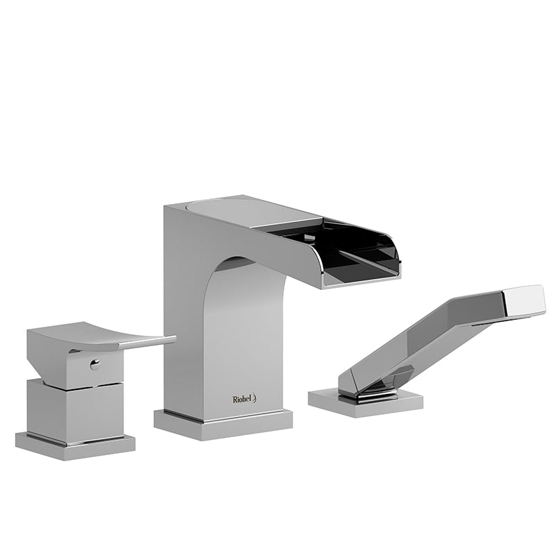 Riobel TZOOP10C- 3-piece deck-mount tub filler with hand shower trim | FaucetExpress.ca