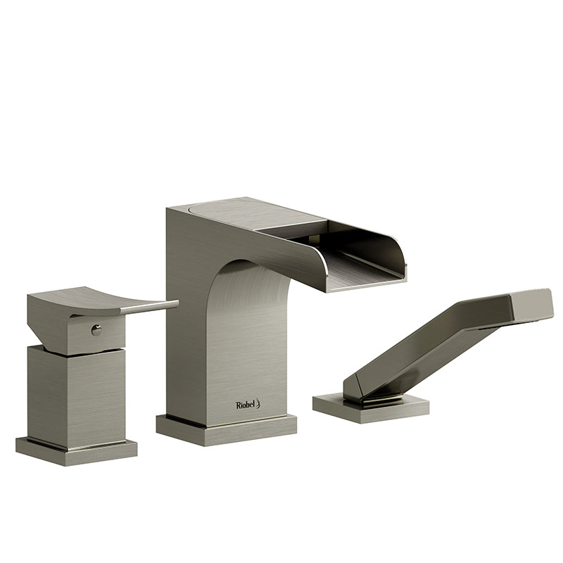 Riobel TZOOP16BN- 3-piece Type P (pressure balance) deck-mount tub filler with hand shower trim | FaucetExpress.ca