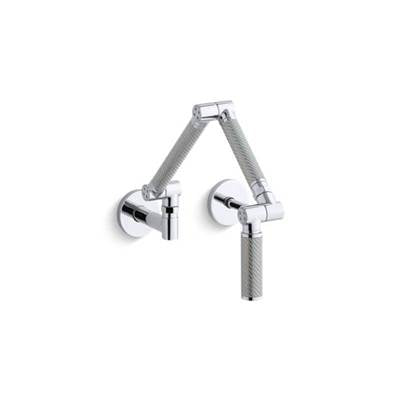 Kohler 6228-C11-CP- Karbon® Articulating two-hole wall-mount kitchen sink faucet with 13-1/4'' spout with Silver tube | FaucetExpress.ca