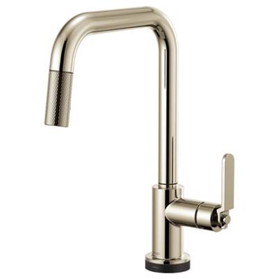 Brizo 64054LF-PN- Square Spout Pull-Down With Smarttouch, Industrial Handle | FaucetExpress.ca