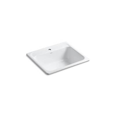 Kohler 5964-1-0- Mayfield 25'' x 22'' x 8-3/4'' top-mount single-bowl kitchen sink with single faucet hole | FaucetExpress.ca