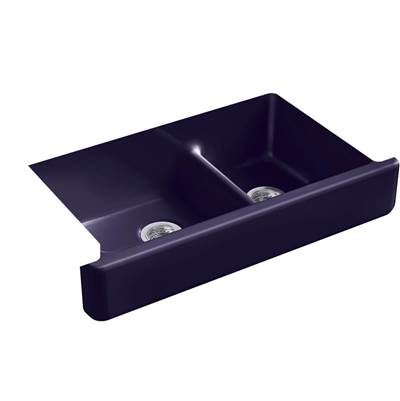 Kohler 6426-DGB- Whitehaven® 35-1/2'' x 21-9/16'' x 9-5/8'' Smart Divide® undermount double-bowl large/medium farmhouse kitchen sink | FaucetExpress.ca