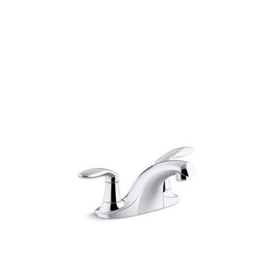 Kohler 15243-4RA-CP- Coralais® Two-handle centerset bathroom sink faucet with grid drain, 0.5 gpm vandal-resistant aerator and red/blue indicator | FaucetExpress.ca