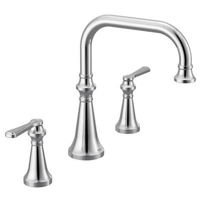 Moen TS44503- Colinet Two Handle Deck-Mount Roman Tub Faucet Trim with Lever Handles, Valve Required, in Chrome