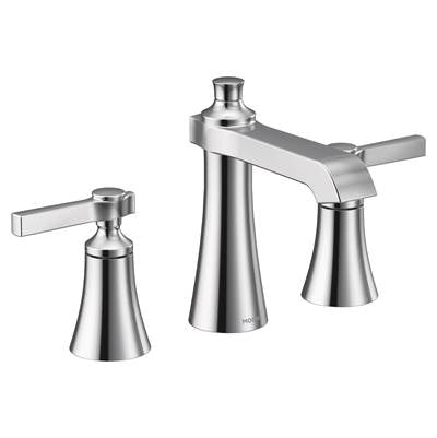 Moen TS6984- Flara Two-Handle 8 in. Widespread Lever Handle Bathroom Faucet Trim Kit, Valve Required, Chrome