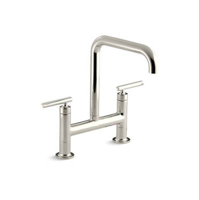 Kohler 7547-4-SN- Purist® two-hole deck-mount bridge kitchen sink faucet with 8-3/8'' spout | FaucetExpress.ca