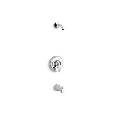Kohler PLS15601-X4S-CP- Coralais® bath and shower valve trim with lever handle, red/blue indexing and slip-fit spout, less showerhead, project pack | FaucetExpress.ca