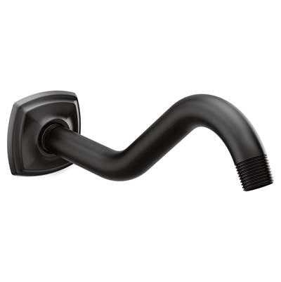 Moen 161951BL- Curved Shower Arm with Wall Flange, Matte Black