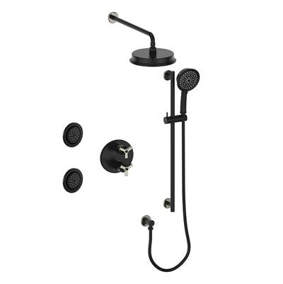 Vogt SET.Z3.320.710.PB- Zehn 3-Way Thermostatic Set with Jets Polished Nickel Matte Black