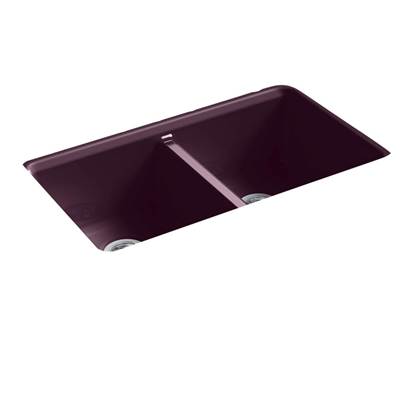 Kohler 8679-5UA3-PLM- Riverby® 33'' x 22'' x 9-5/8'' Undermount double-equal kitchen sink with accessories and 5 oversized faucet holes | FaucetExpress.ca