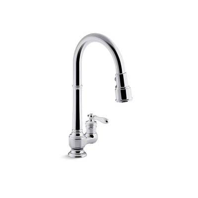 Kohler 99260-CP- Artifacts® single-hole kitchen sink faucet with 17-5/8'' pull-down spout, DockNetik magnetic docking system, and 3-function sprayhead | FaucetExpress.ca