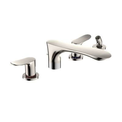 Toto TBG01202U#PN- TOTO GO Two-Handle Deck-Mount Roman Tub Filler Trim with Handshower, Polished Nickel | FaucetExpress.ca