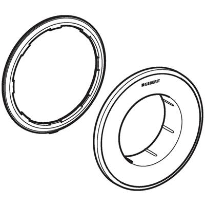 Geberit 242.963.KJ.1- Collar for Geberit remote flush actuation type 10, concealed actuator: white / bright chrome / white | FaucetExpress.ca