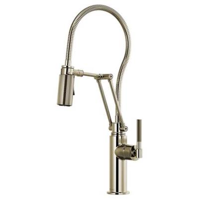 Brizo 63143LF-PN- Articulating Faucet With Knurled Handle And Finished Hose