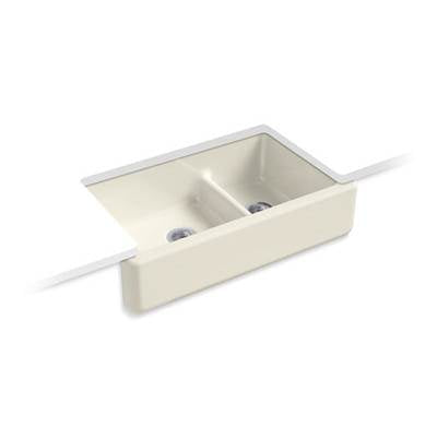 Kohler 6427-96- Whitehaven® 35-11/16'' x 21-9/16'' x 9-5/8'' Smart Divide® undermount double-bowl large/medium farmhouse kitchen sink | FaucetExpress.ca