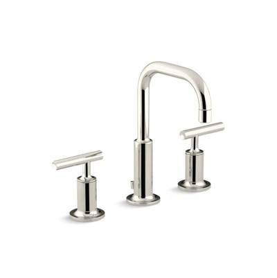 Kohler 14406-4-SN- Purist® Widespread bathroom sink faucet with low lever handles and low gooseneck spout | FaucetExpress.ca