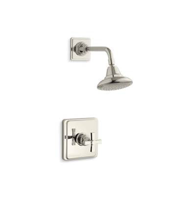 Kohler TS13134-3A-SN- Pinstripe® Pure Rite-Temp® shower valve trim with cross handle and 2.5 gpm showerhead | FaucetExpress.ca