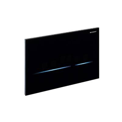 Geberit 116.092.SG.1- Geberit WC flush control with electronic flush actuation, mains operation, dual flush, actuator plate Sigma80, touchless: black glass | FaucetExpress.ca