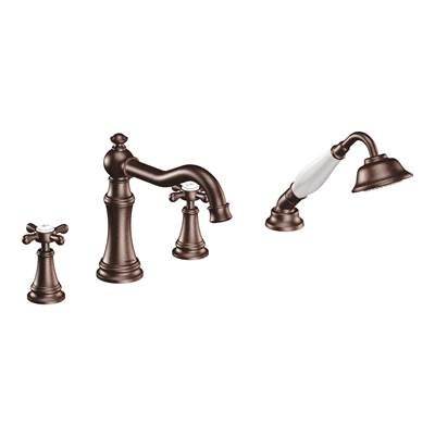 Moen TS21102ORB- Weymouth Two-Handle Diverter Roman Tub Faucet Includes Hand Shower, Oil Rubbed Bronze