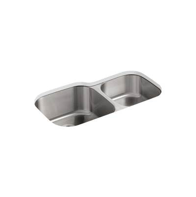 Kohler 3356-NA- Undertone® 35-1/8'' x 20-1/8'' x 9-3/4'' Undermount double-bowl extra large/medium kitchen sink | FaucetExpress.ca