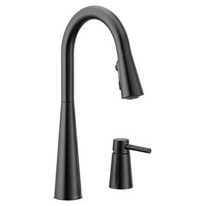 Moen 7871BL- Sleek Single-Handle Standard Kitchen Faucet with Side Sprayer in Matte Black