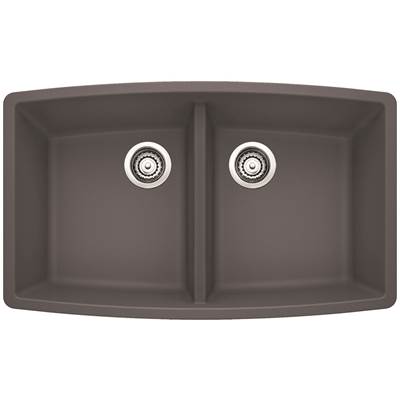 Blanco 401419- PERFORMA U 2 Undermount Kitchen Sink, SILGRANIT®, Cinder | FaucetExpress.ca