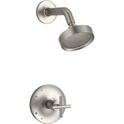 Kohler TS14422-3G-BN- Purist® Rite-Temp® shower trim with cross handle and 1.75 gpm showerhead | FaucetExpress.ca