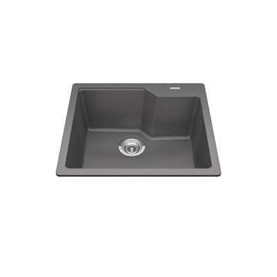 Kindred MGSM2022-9SG- Granite Series 22.06-in LR x 19.69-in FB Drop In Single Bowl Granite Kitchen Sink in Stone Grey