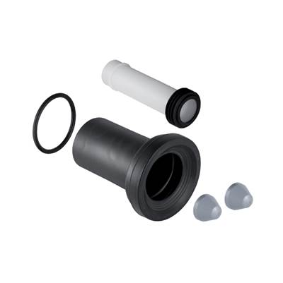 Geberit 152.404.46.1- Geberit connection set for wall-hung WC, length 18.5 cm, with round cord ring: d90mm d1=45mm matt chrome-plated | FaucetExpress.ca