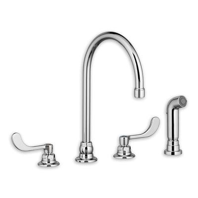American Standard 6403171.002- Monterrey Bottom Mount Kitchen Faucet With Gooseneck Spout And Wrist Blade Handles 1.5 Gpm/5.7 Lpf With Spray