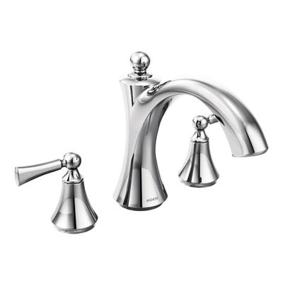 Moen T653- Wynford 2-Handle Deck-Mount High-Arc Roman Tub Faucet Trim Kit with Lever Handles in Chrome (Valve Not Included)