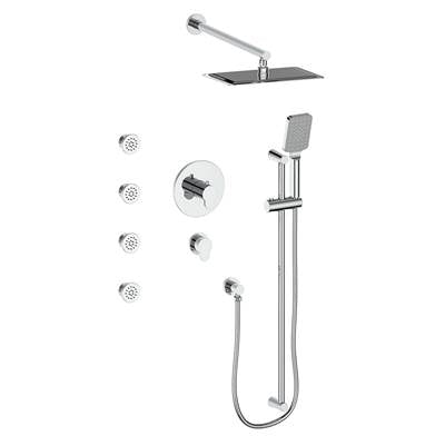 Vogt SET.LN.141.810.CC- Thermostatic Shower Set with Exposed Body Jets 3/4' Chrome