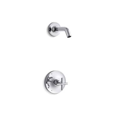 Kohler TLS14422-3-CP- Purist® Rite-Temp(R) shower valve trim with cross handle, less showerhead | FaucetExpress.ca