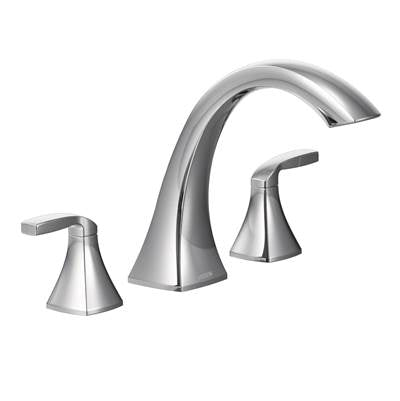 Moen T693- Voss 2-Handle Deck-Mount High-Arc Roman Tub Faucet Trim Kit in Chrome (Valve Not Included)