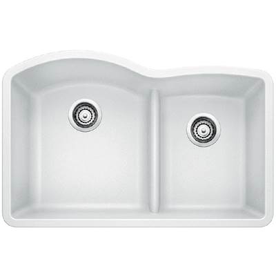 Blanco 401577- DIAMOND U 1 ¾ Low Divide Double Bowl Sink, White | FaucetExpress.ca