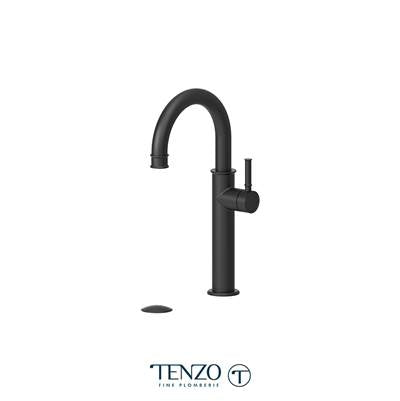 Tenzo ALY12-P-MB- Alyss Single Hole Tall Lavatory Faucet Matte Black With (Overflow) Drain