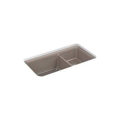 Kohler 8204-CM3- Cairn® 33-1/2'' x 18-5/16'' x 10-1/8'' Neoroc® undermount double-bowl large/medium kitchen sink with rack | FaucetExpress.ca