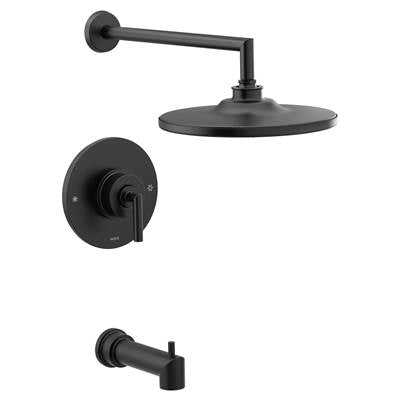 Moen TS22003EPBL- Arris Posi-Temp Pressure Balancing Modern Tub and Shower Trim Kit with 10-Inch Eco-Performance Rainshower, Valve Required, Matte Black